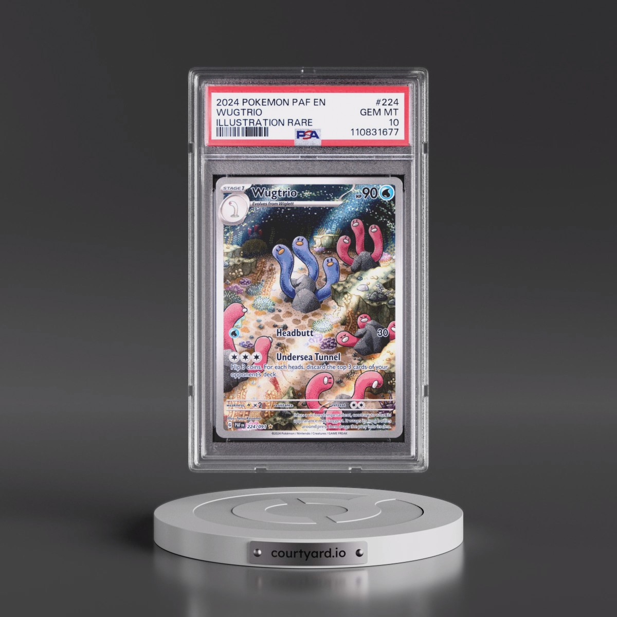 2024 Pokémon Paf EN-Paldean Fates #224 Wugtrio - Illustration Rare (PSA 10 GEM MINT)