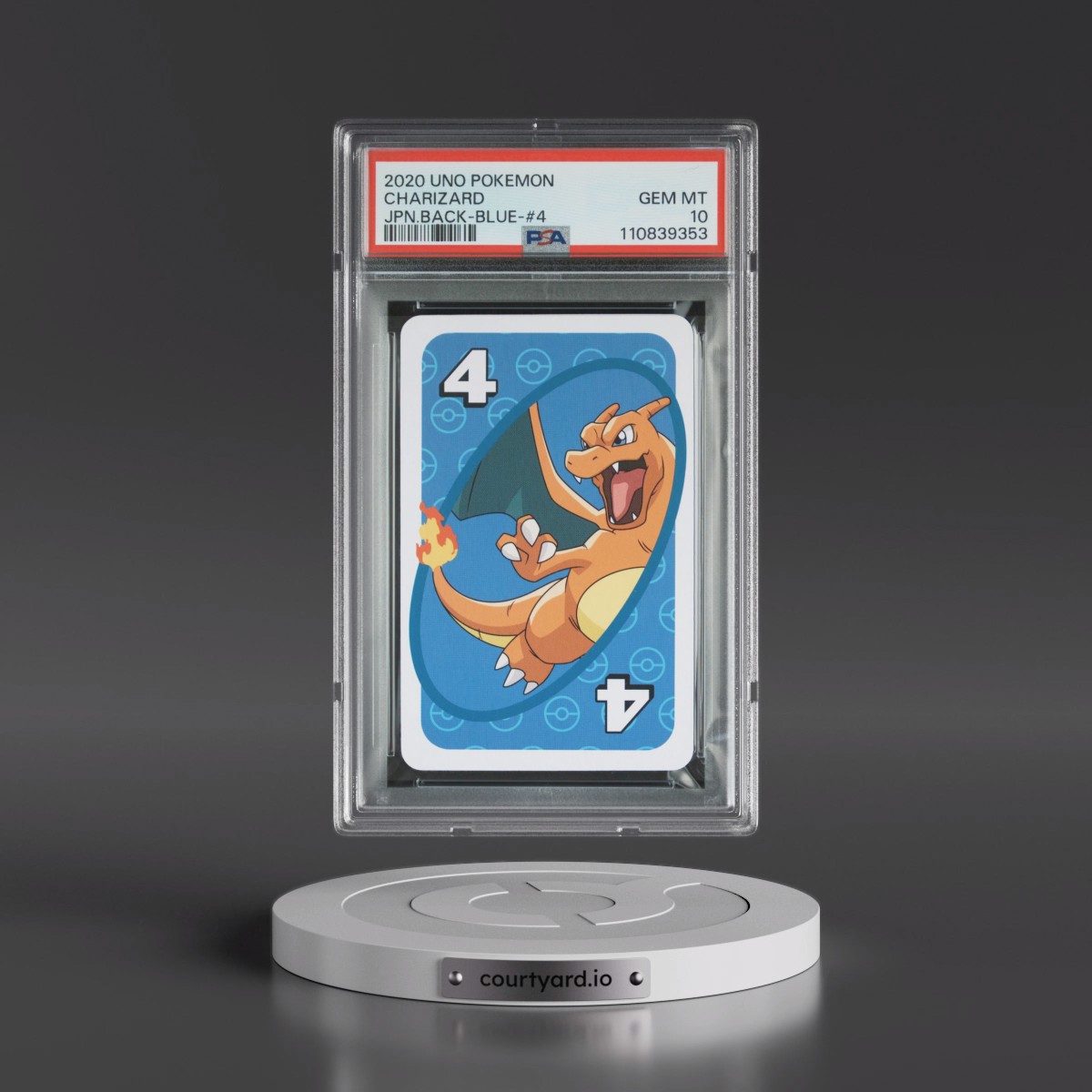 2020 Uno Pokémon Charizard - Back-Blue-#4 (PSA 10 GEM MINT)