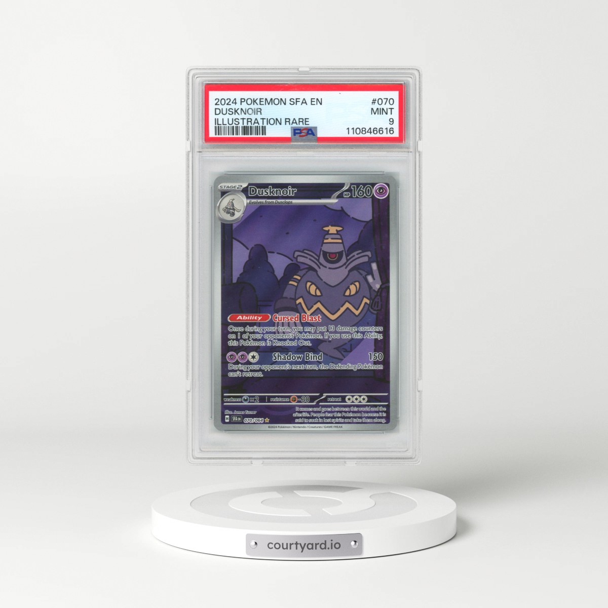 2024 Pokémon Sfa EN-Shrouded Fable #070 Dusknoir - Illustration Rare (PSA 9 MINT)