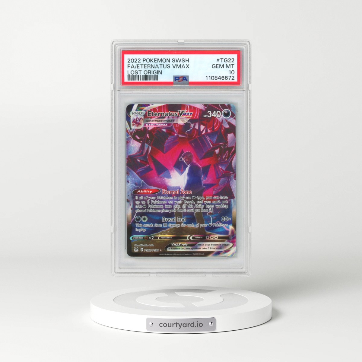 2022 Pokémon Sword & Shield Lost Origin #TG22 Eternatus Vmax - Full Art (PSA 10 GEM MINT)