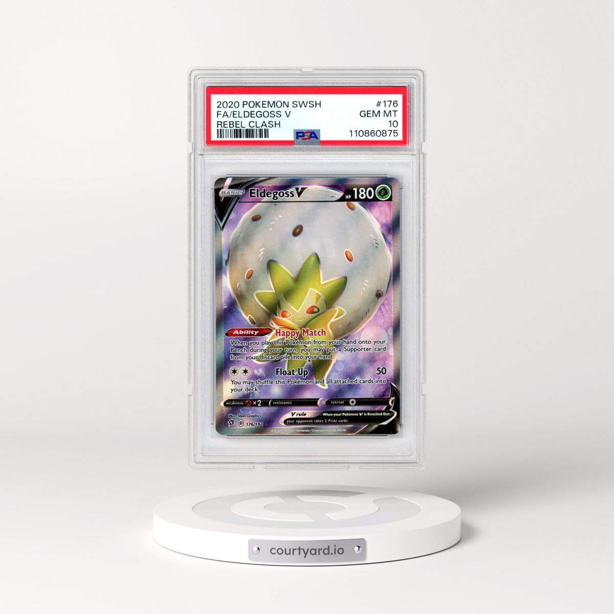 2020 Pokémon Sword & Shield Rebel Clash #176 Eldegoss V - Holo Full Art (PSA 10 GEM MINT)