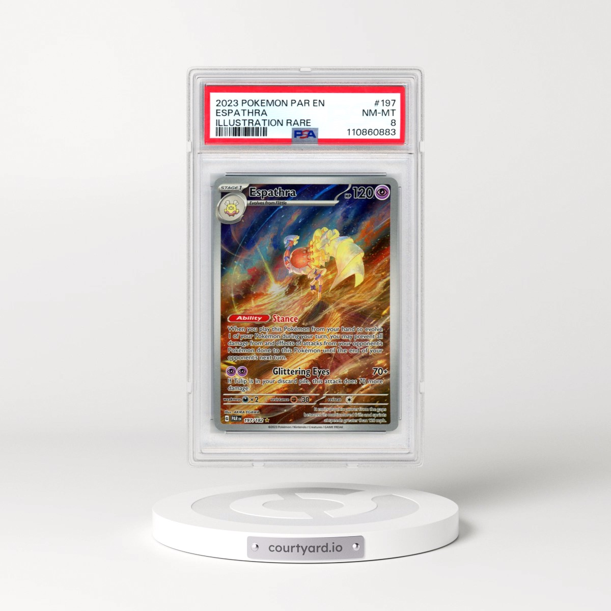 2023 Pokémon Par EN-Paradox Rift #197 Espathra - Illustration Rare (PSA 8 NM-MT)