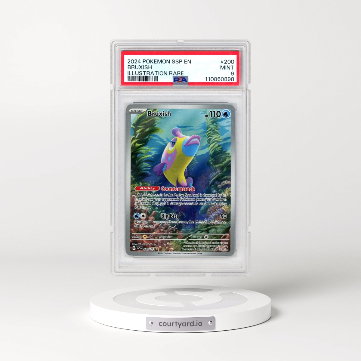 2024 Pokémon Ssp EN-Surging Sparks #200 Bruxish - Illustration Rare (PSA 9 MINT)