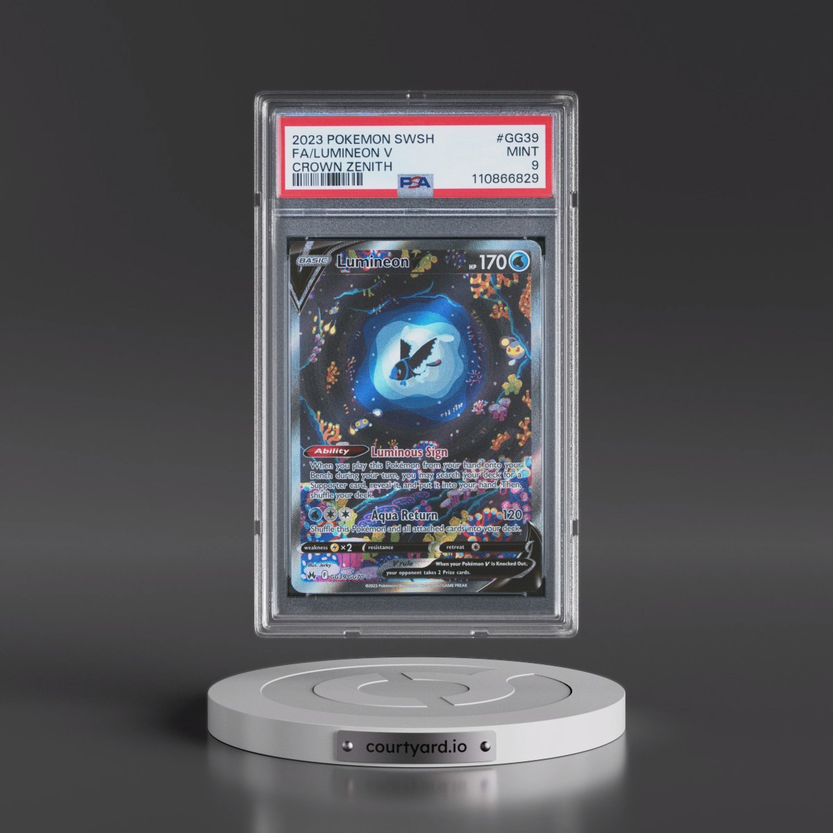 2023 Pokémon Sword and Shield Crown Zenith #GG39 Lumineon V - Holo Full Art (PSA 9 MINT)
