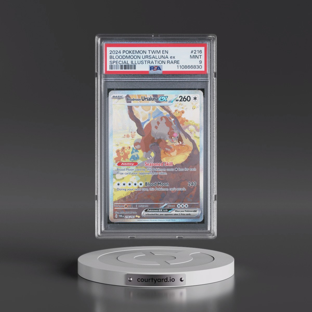 2024 Pokémon Twm EN-Twilight Masquerade #216 Bloodmoon Ursaluna EX - Holo Special Illustration Rare (PSA 9 MINT)