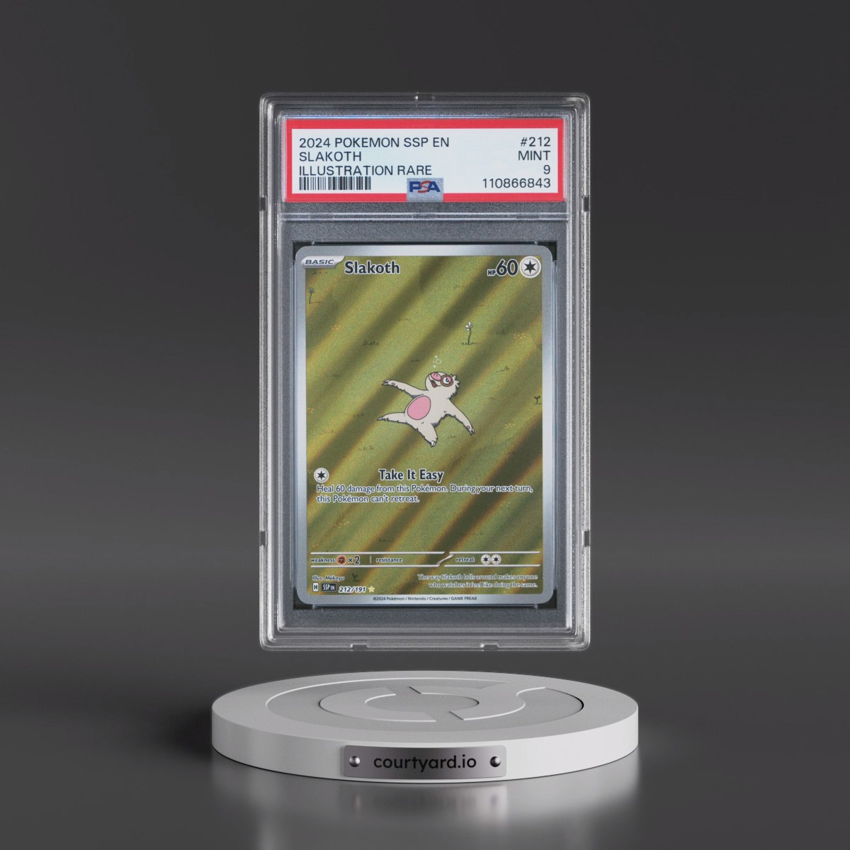 2024 Pokémon Ssp EN-Surging Sparks #212 Slakoth - Illustration Rare (PSA 9 MINT)