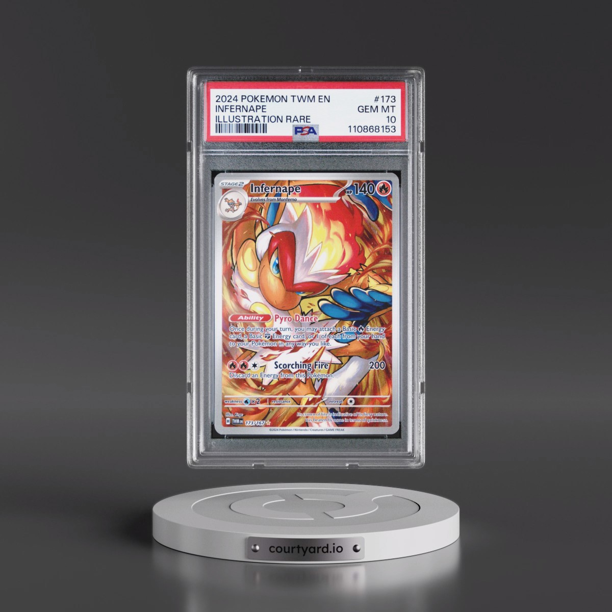2024 Pokémon Twm EN-Twilight Masquerade #173 Infernape - Illustration Rare (PSA 10 GEM MINT)