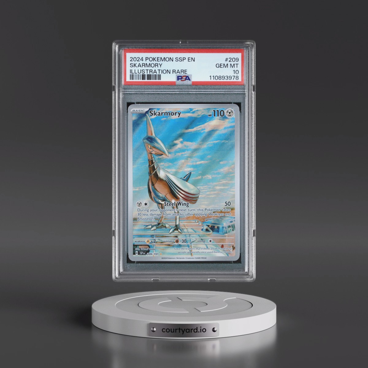 2024 Pokémon Ssp EN-Surging Sparks #209 Skarmory - Illustration Rare (PSA 10 GEM MINT)