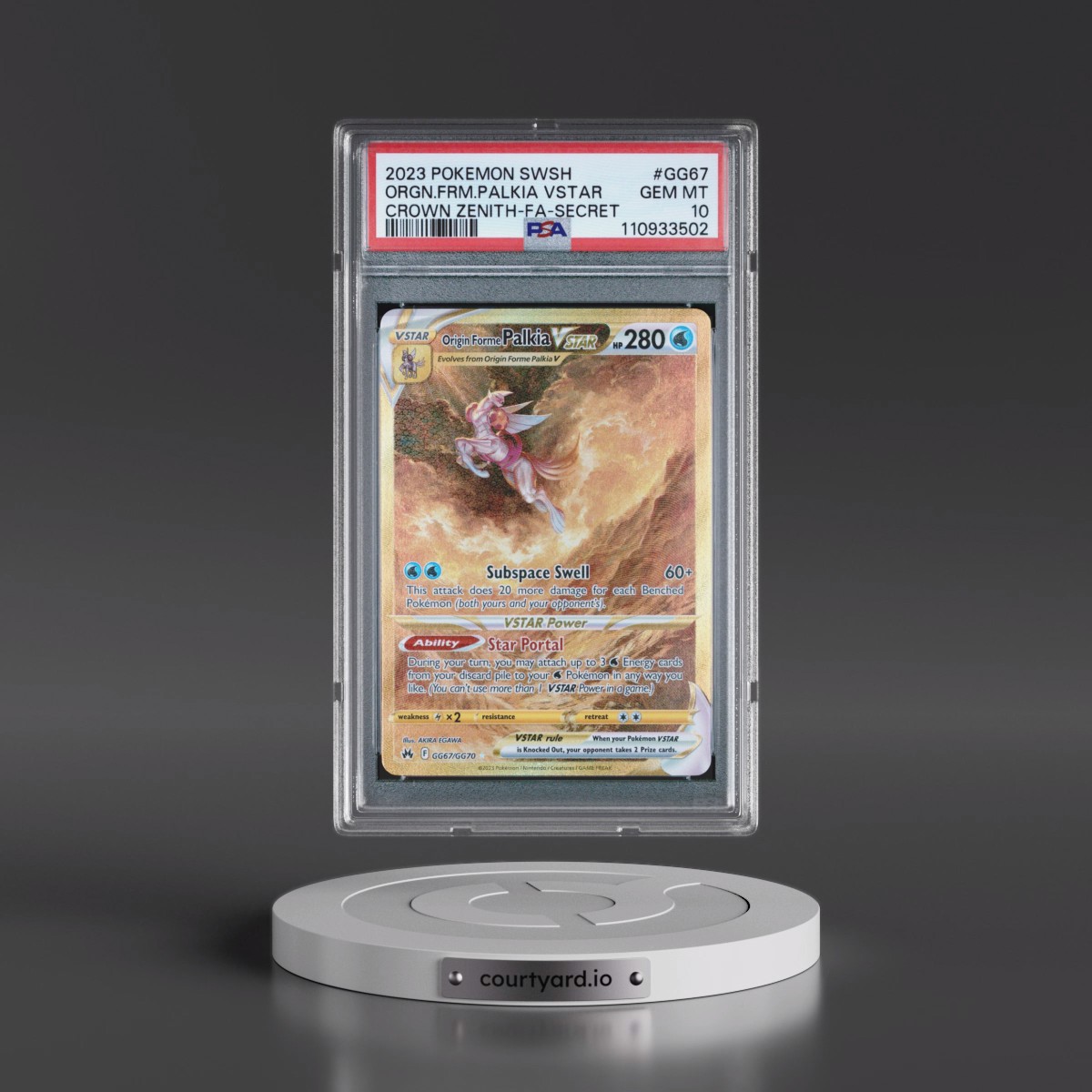 2023 Pokémon Sword and Shield Crown Zenith #GG67 Origin Forme Palkia Vstar - Full Art Secret (PSA 10 GEM MINT)