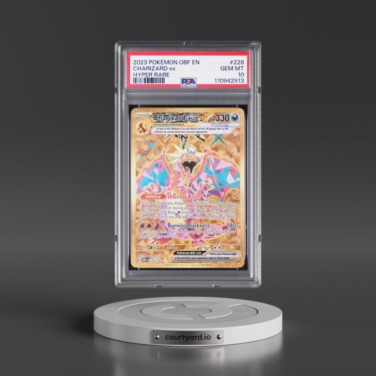 2023 Pokémon Obf EN-Obsidian Flames #228 Charizard EX - Holo Hyper Rare (PSA 10 GEM MINT)