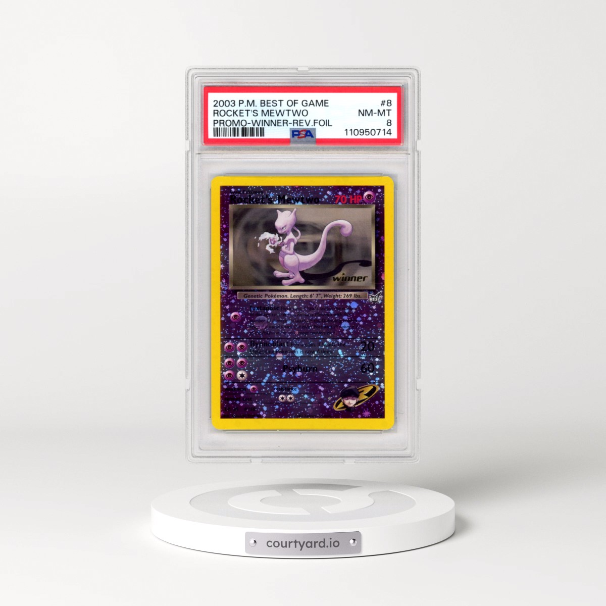 2003 Pokémon Best of Game Promo #8 Rocket's Mewtwo - Reverse Foil Winner (PSA 8 NM-MT)