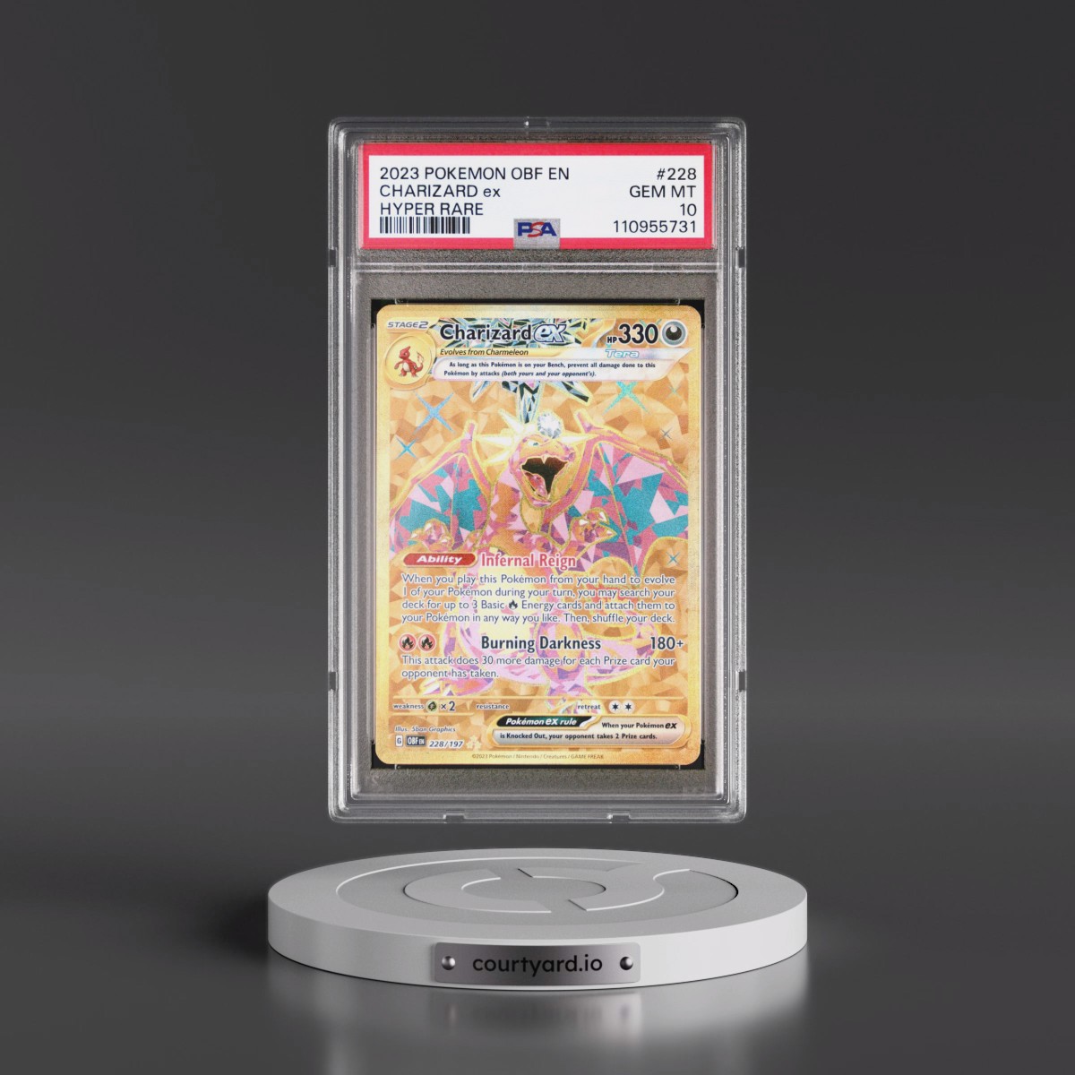 2023 Pokémon Obf EN-Obsidian Flames #228 Charizard EX - Holo Hyper Rare (PSA 10 GEM MINT)