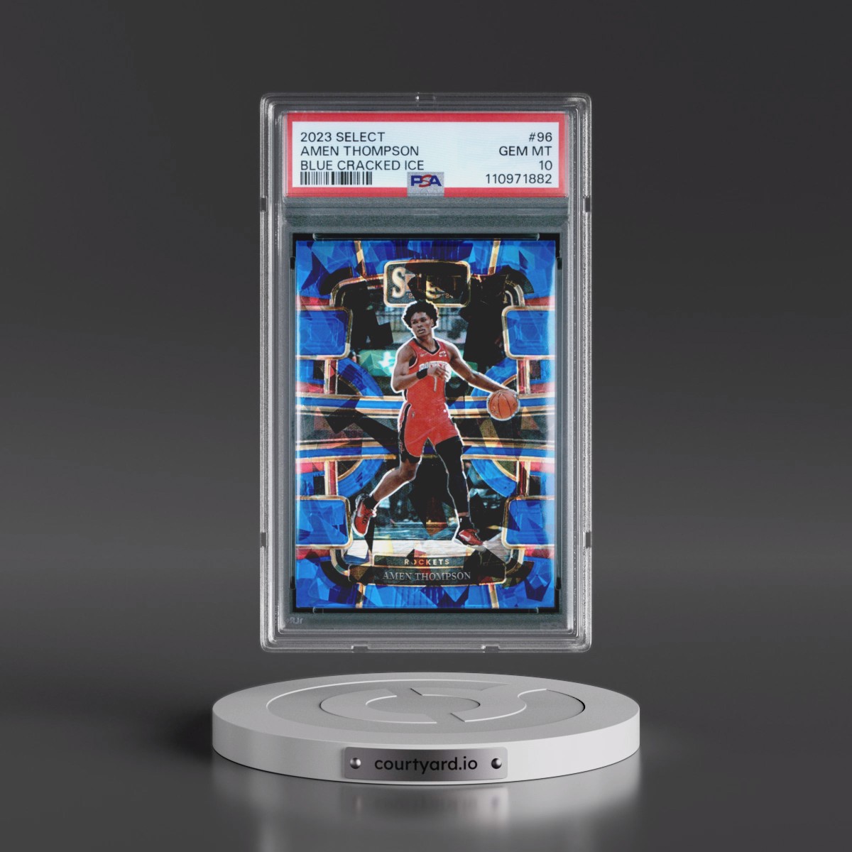 2023 Panini Select #96 Amen Thompson - Blue Cracked Ice (PSA 10 GEM MINT)