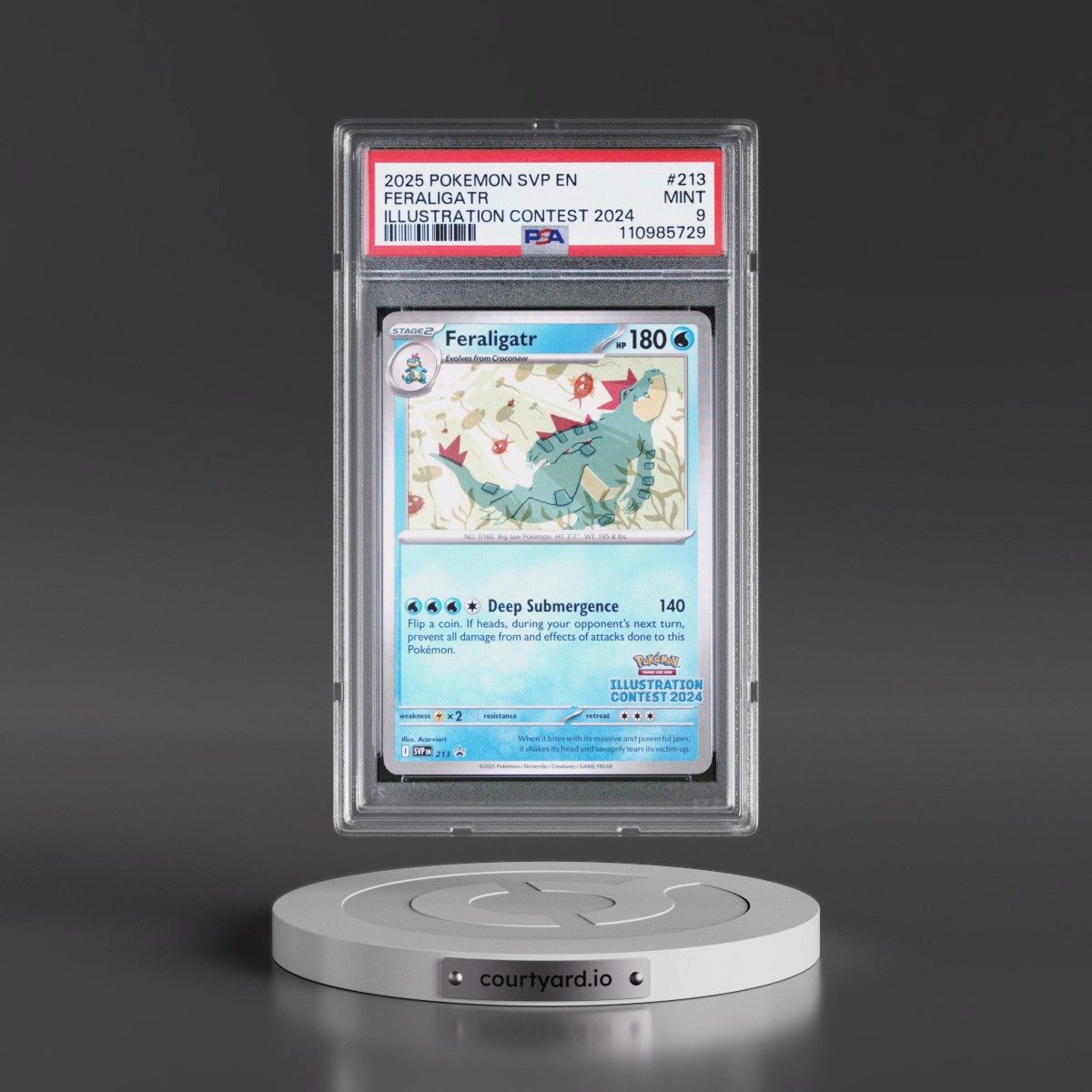 2025 Pokémon Svp EN-SV Black Star Promo #213 Feraligatr - Illustration Contest 2024 (PSA 9 MINT)