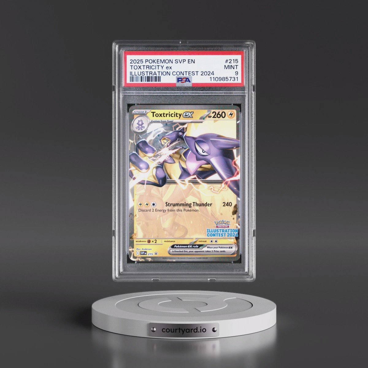 2025 Pokémon Svp EN-SV Black Star Promo #215 Toxtricity EX - Holo Illustration Contest 2024 (PSA 9 MINT)