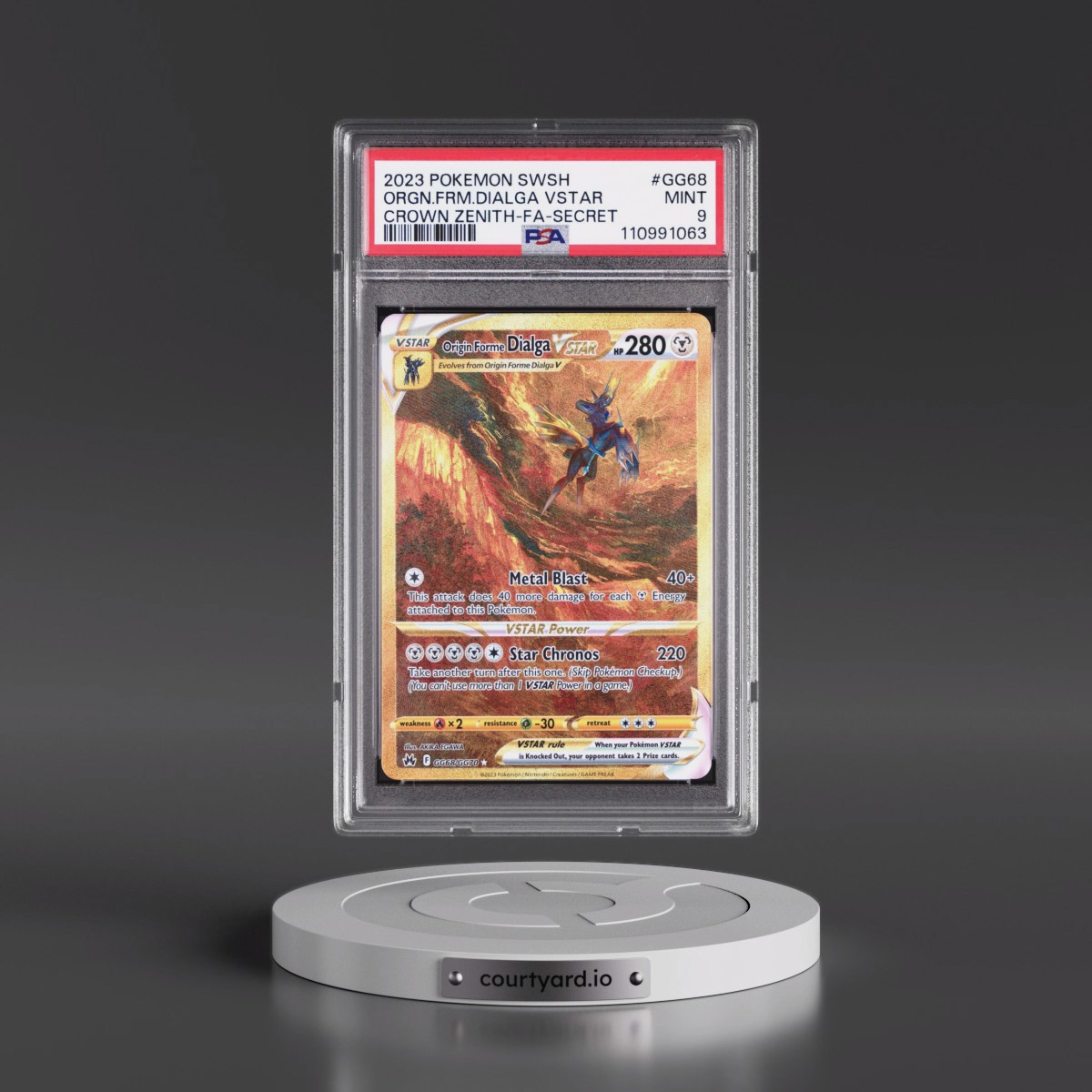 2023 Pokémon Sword and Shield Crown Zenith #GG68 Origin Forme Dialga Vstar - Full Art Secret (PSA 9 MINT)