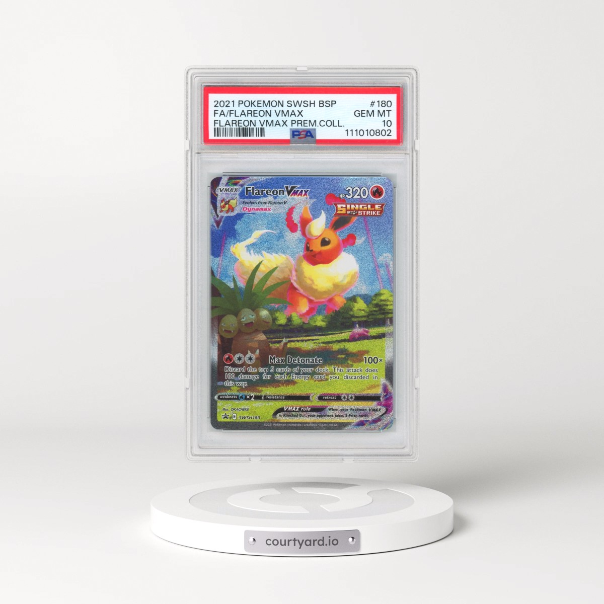 2021 Pokémon Swsh Black Star Promo #180 Flareon Vmax - Full Art Flareon Vmax Premium Collection (PSA 10 GEM MINT)