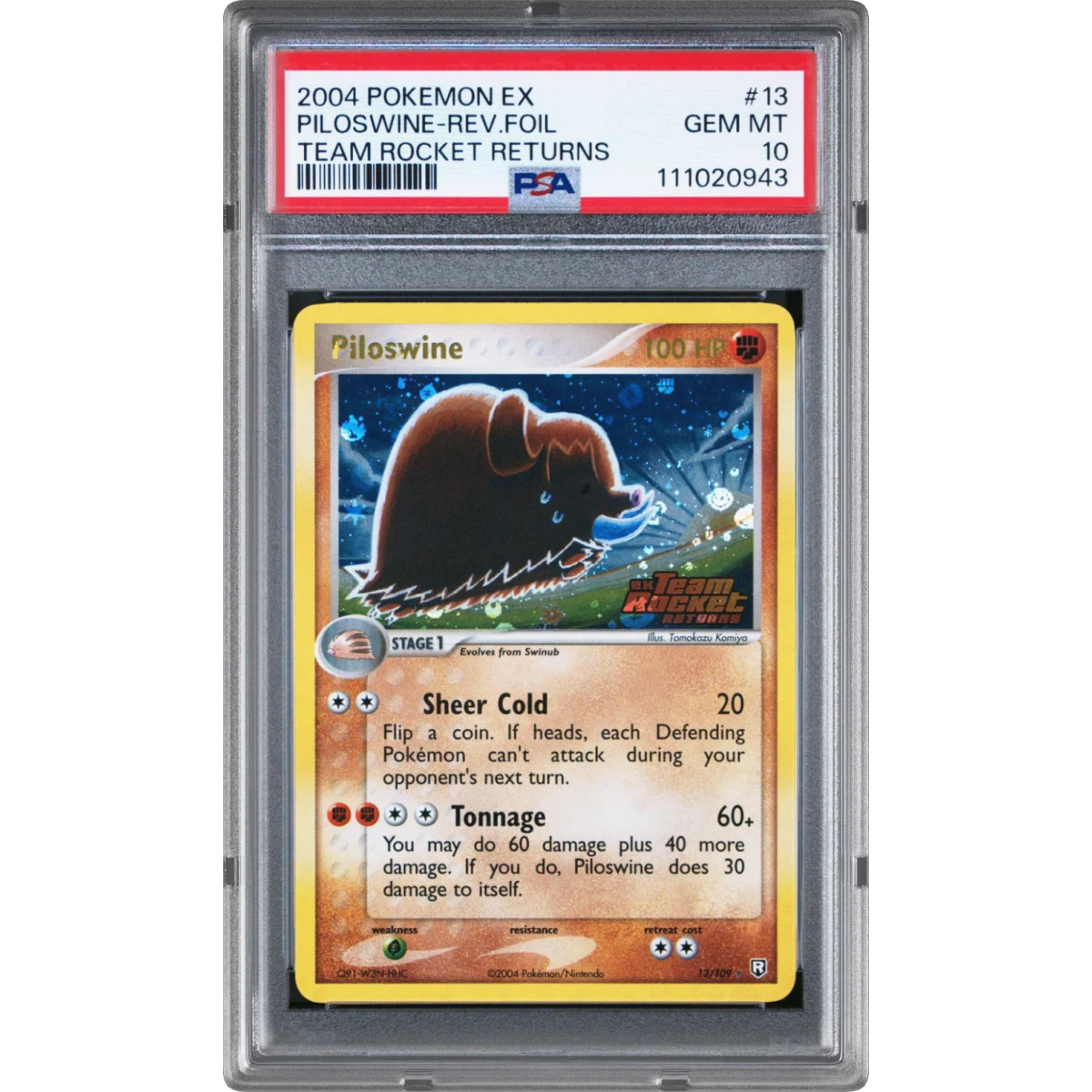2004 Pokémon EX Team Rocket Returns #13 Piloswine - Reverse Foil (PSA 10 GEM MINT)