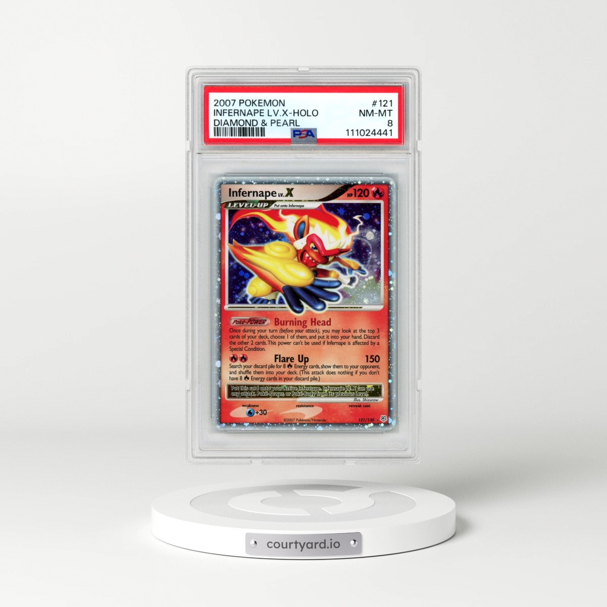 2007 Pokémon Diamond & Pearl #121 Infernape LV.X - Holo (PSA 8 NM-MT)