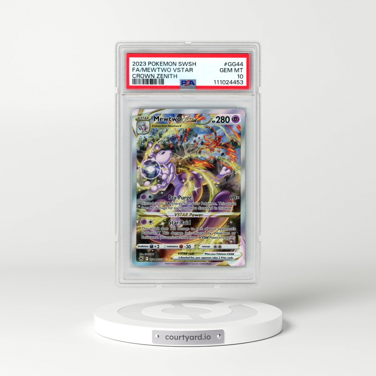 2023 Pokémon Sword and Shield Crown Zenith #GG44 Mewtwo Vstar - Full Art (PSA 10 GEM MINT)