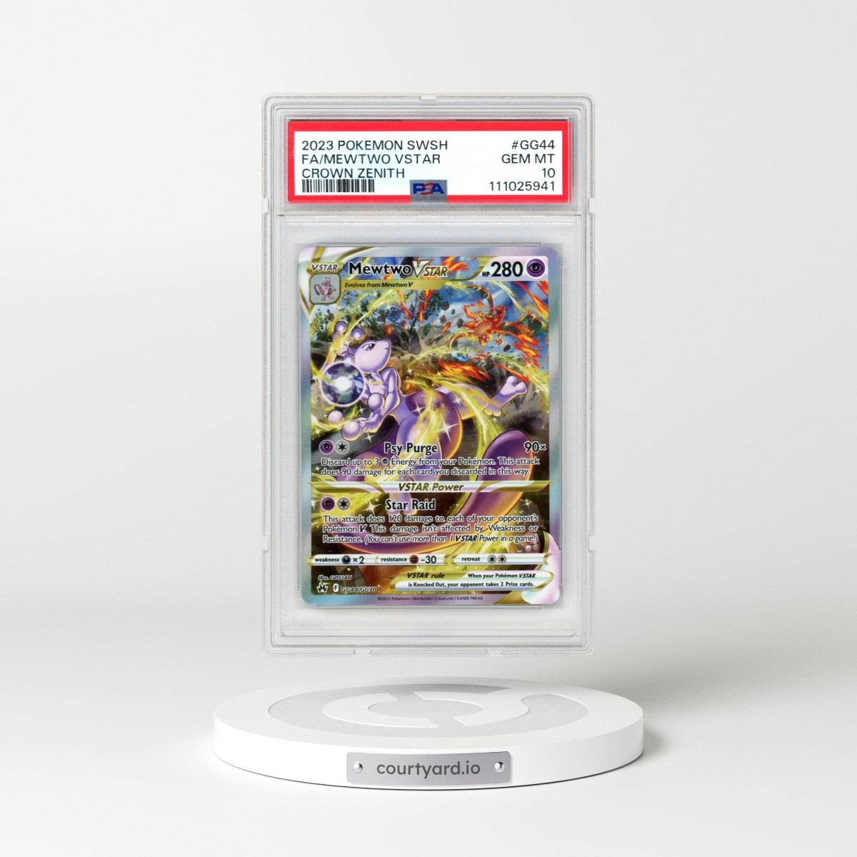2023 Pokémon Sword and Shield Crown Zenith #GG44 Mewtwo Vstar - Full Art (PSA 10 GEM MINT)