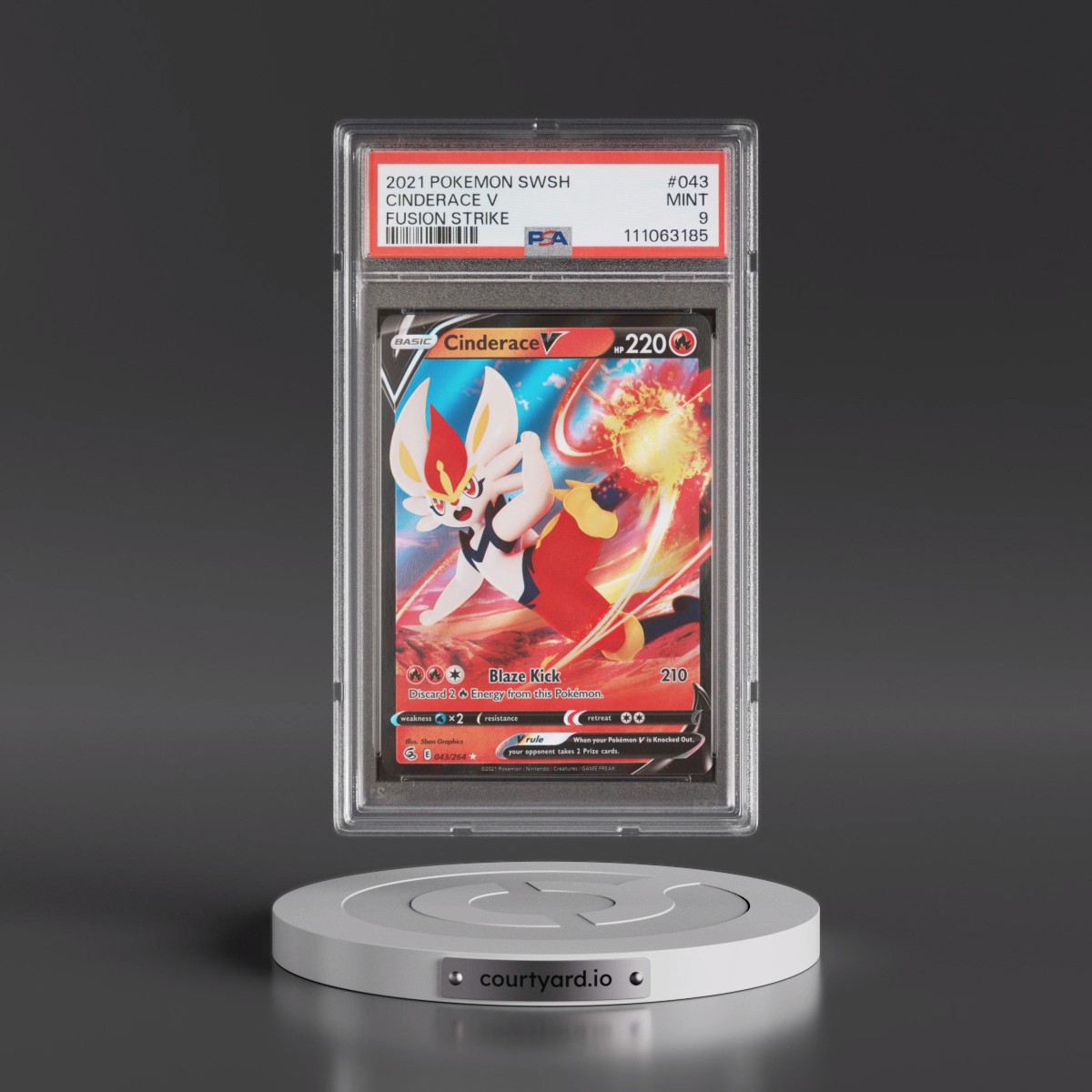 2021 Pokémon Sword & Shield Fusion Strike #043 Cinderace V - Holo (PSA 9 MINT)
