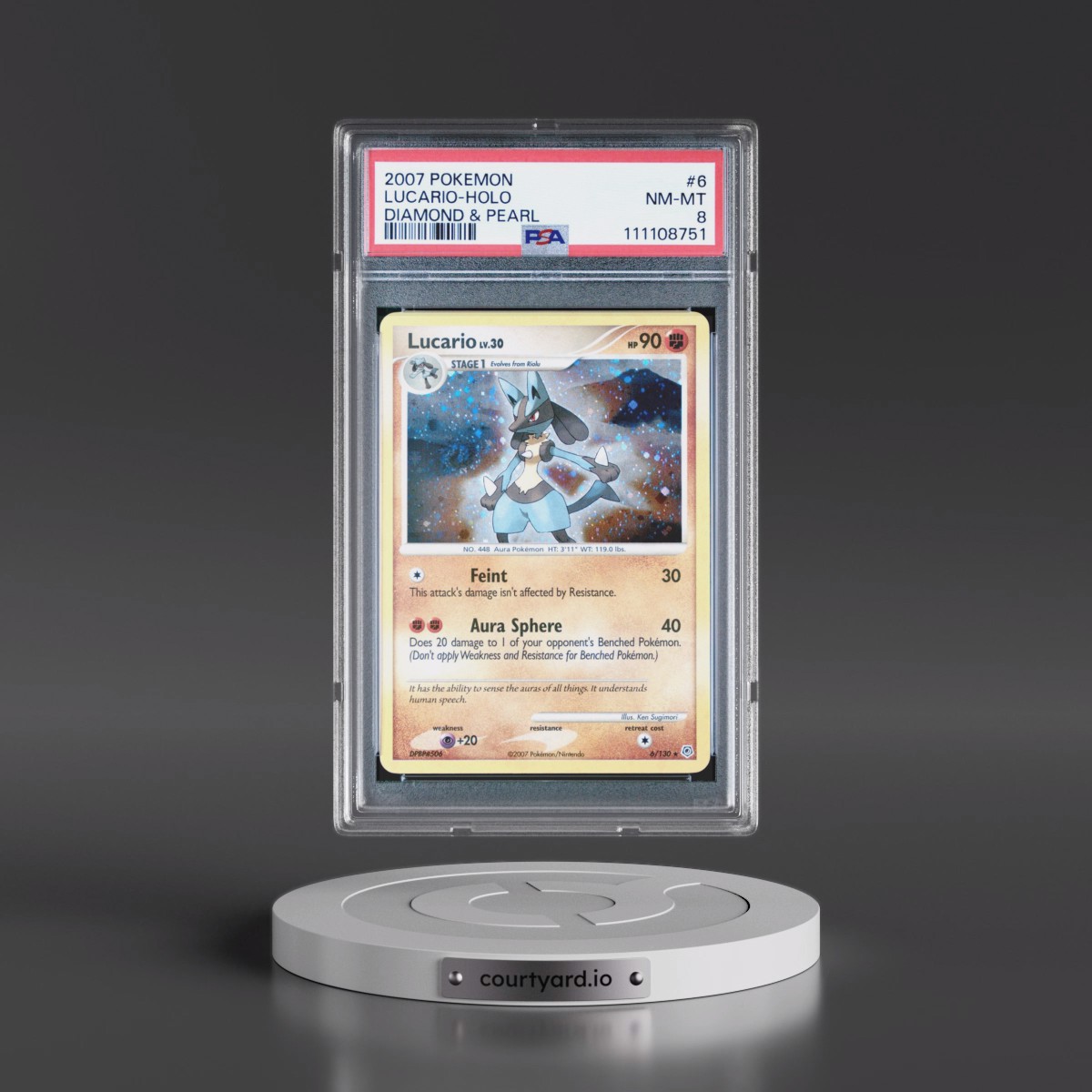 2007 Pokémon Diamond & Pearl #6 Lucario - Holo (PSA 8 NM-MT)