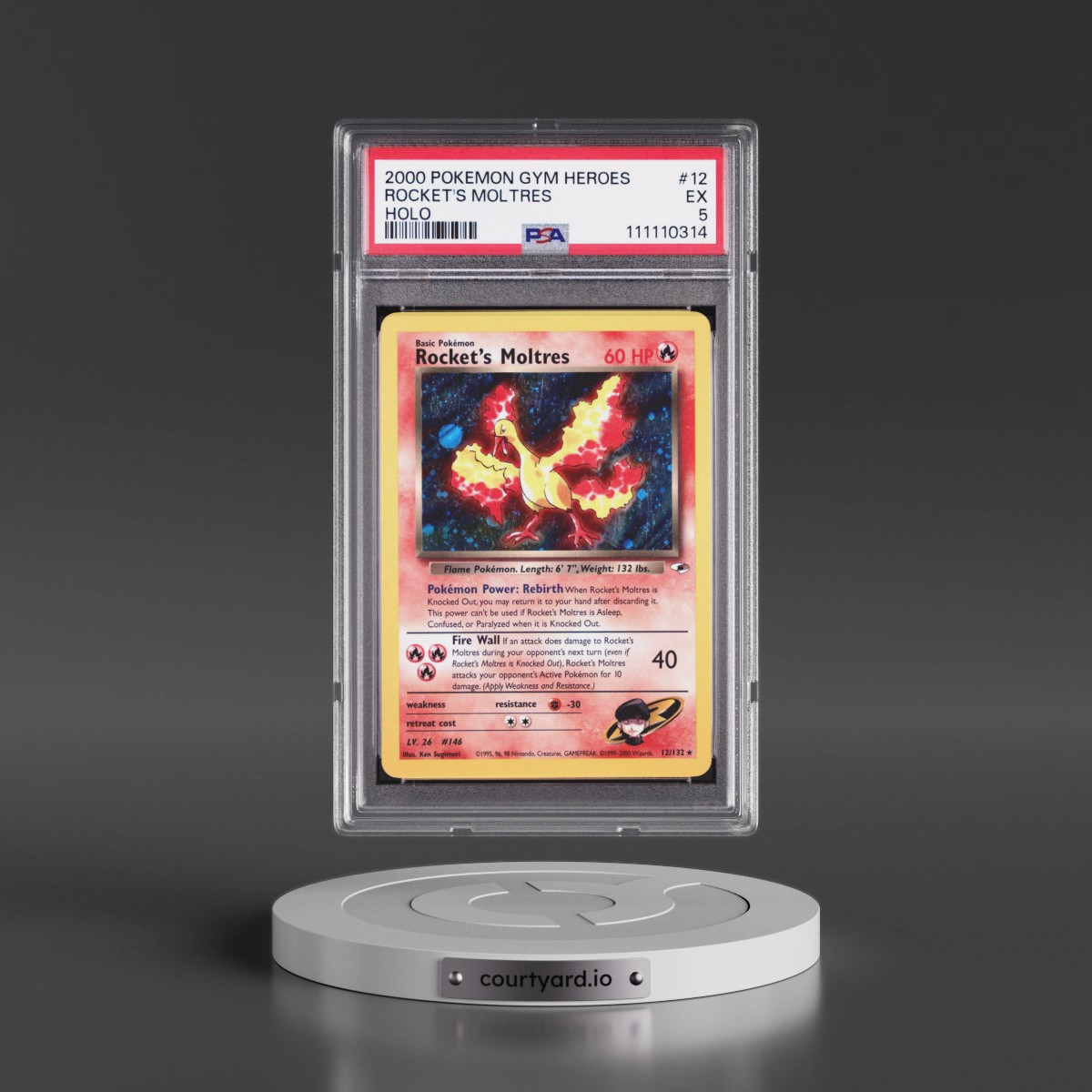 2000 Pokémon Gym Heroes #12 Rocket's Moltres - Holo (PSA 5 EX)