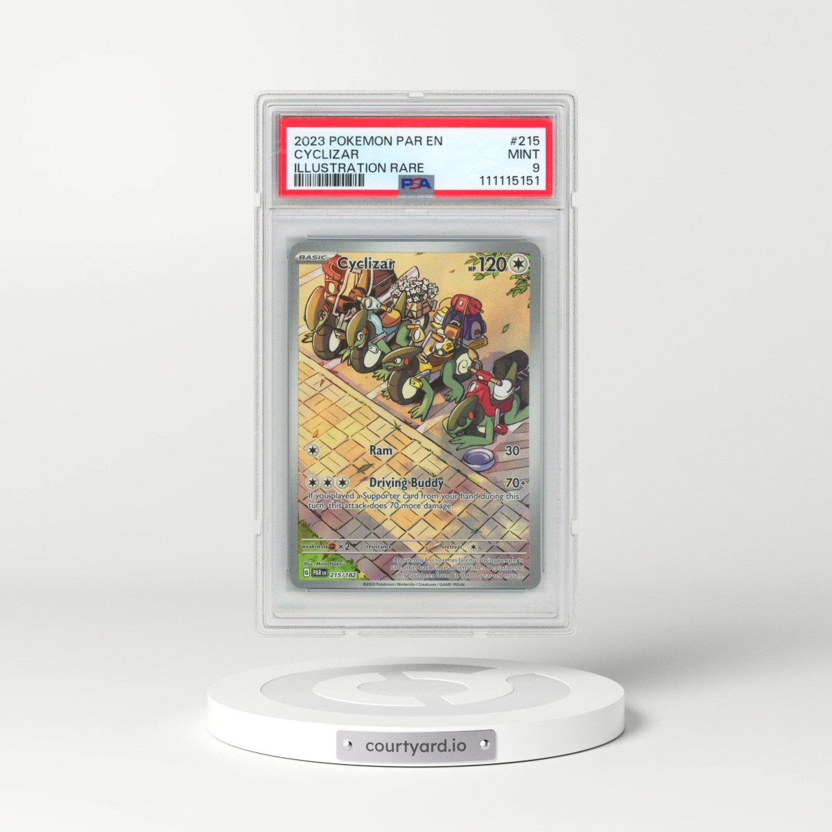 2023 Pokémon Par EN-Paradox Rift #215 Cyclizar - Illustration Rare (PSA 9 MINT)