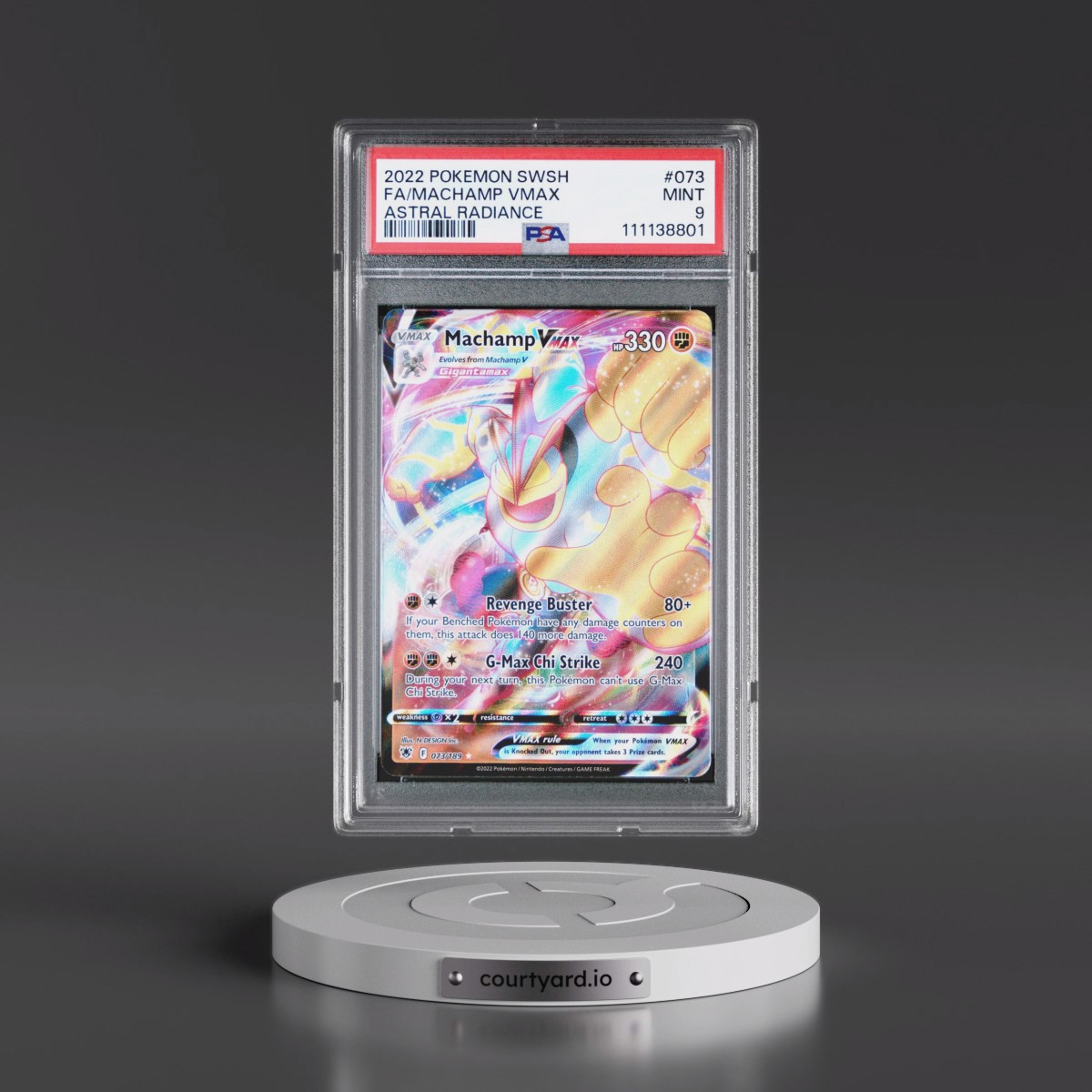 2022 Pokémon Sword & Shield Astral Radiance #073 Machamp Vmax - Full Art (PSA 9 MINT)