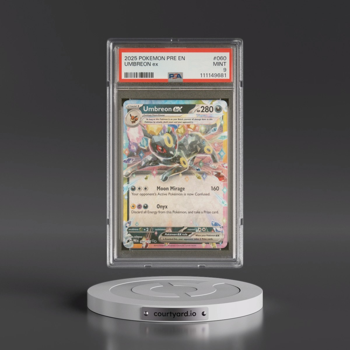 2025 Pokémon Pre EN-Prismatic Evolutions #060 Umbreon EX - Holo (PSA 9 MINT)