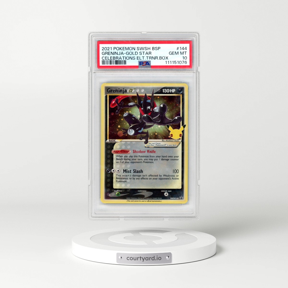 2021 Pokémon Swsh Black Star Promo #144 Greninja-Gold Star - Celebrations Elite Trainer Box (PSA 10 GEM MINT)