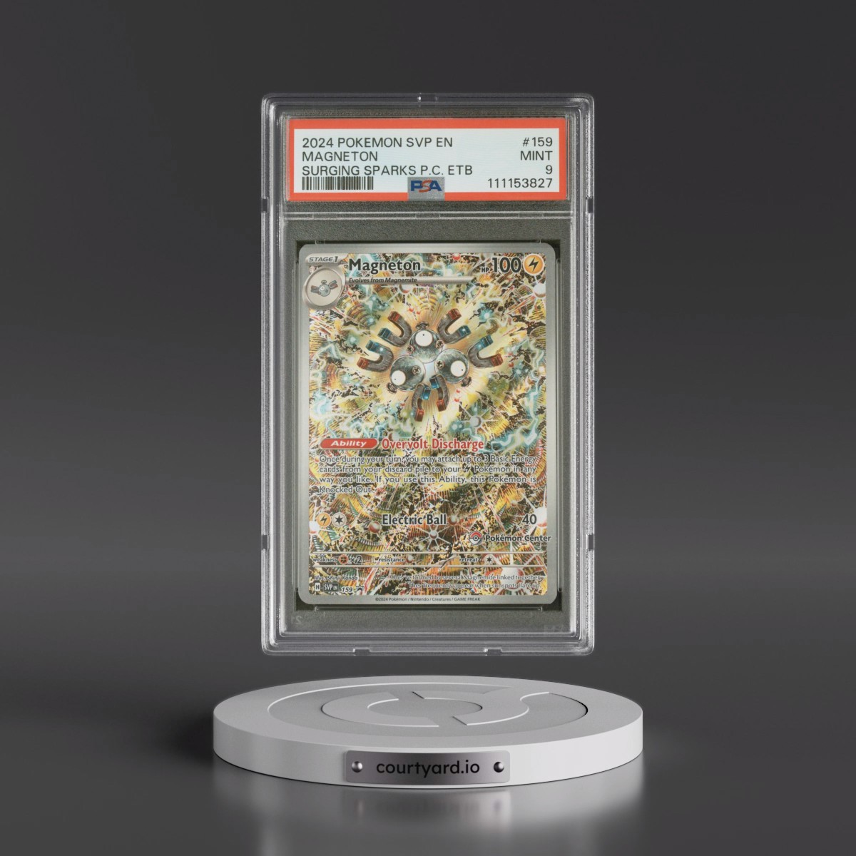 2024 Pokémon Svp EN-SV Black Star Promo #159 Magneton - Surging Sparks Pokemon Center Elite Trainer Box (PSA 9 MINT)