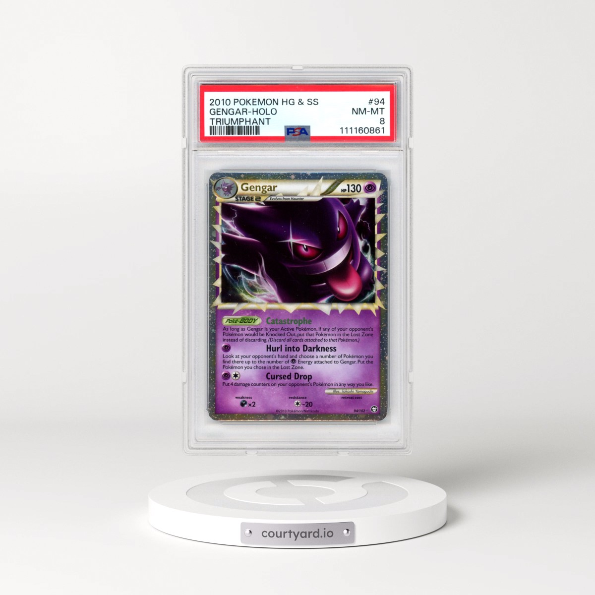 2010 Pokémon Heartgold & Soulsilver Triumphant #94 Gengar - Holo (PSA 8 NM-MT)