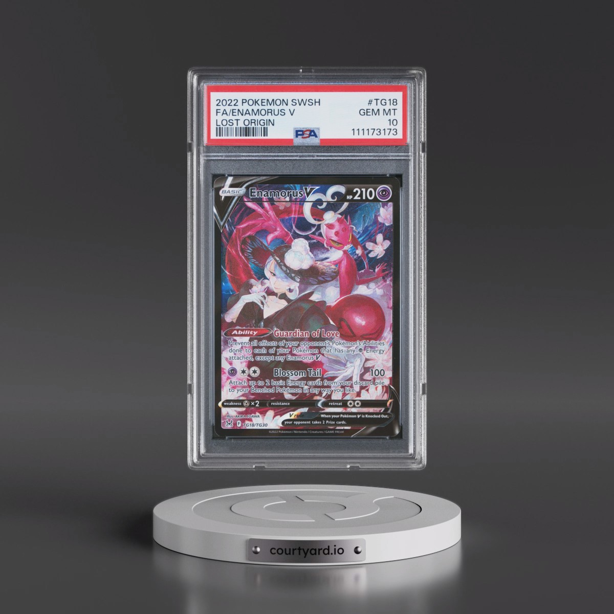 2022 Pokémon Sword & Shield Lost Origin #TG18 Enamorus V - Holo Full Art (PSA 10 GEM MINT)