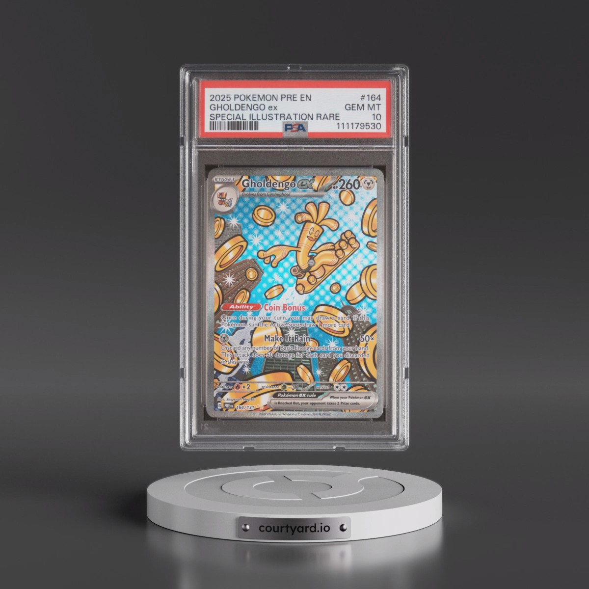 2025 Pokémon Pre EN-Prismatic Evolutions #164 Gholdengo EX - Holo Special Illustration Rare (PSA 10 GEM MINT)