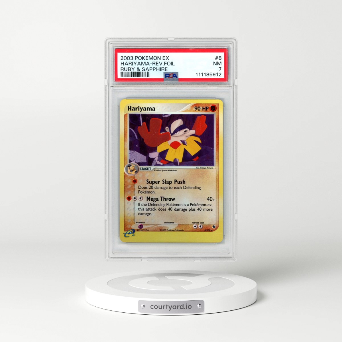 2003 Pokémon EX Ruby & Sapphire #8 Hariyama - Reverse Foil (PSA 7 NM)