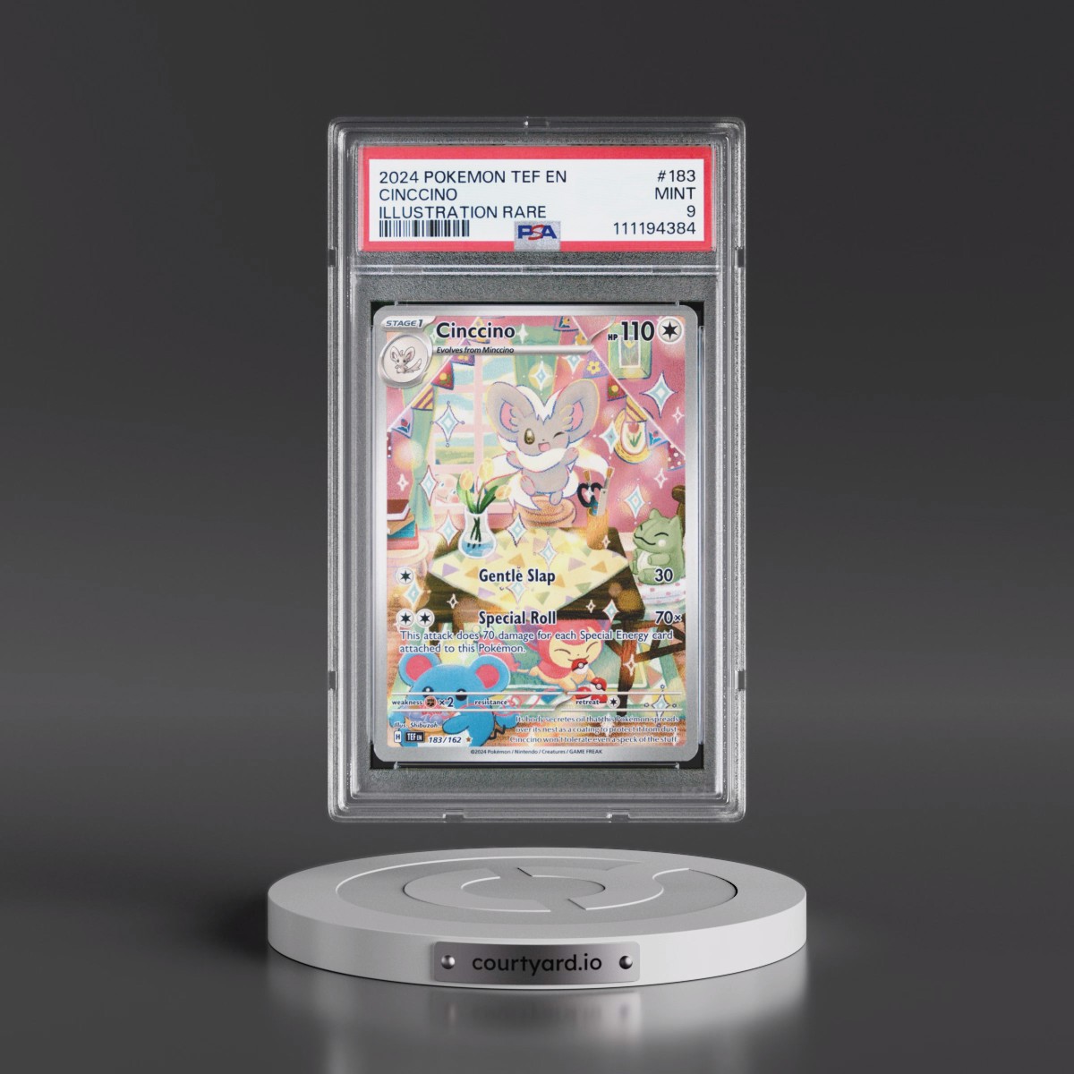 2024 Pokémon Tef EN-Temporal Forces #183 Cinccino - Illustration Rare (PSA 9 MINT)