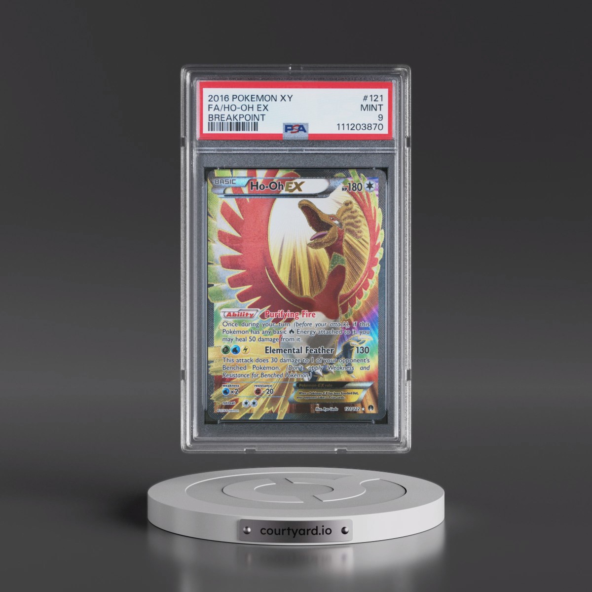 2016 Pokémon XY Breakpoint #121 HO-Oh EX - Holo Full Art (PSA 9 MINT)
