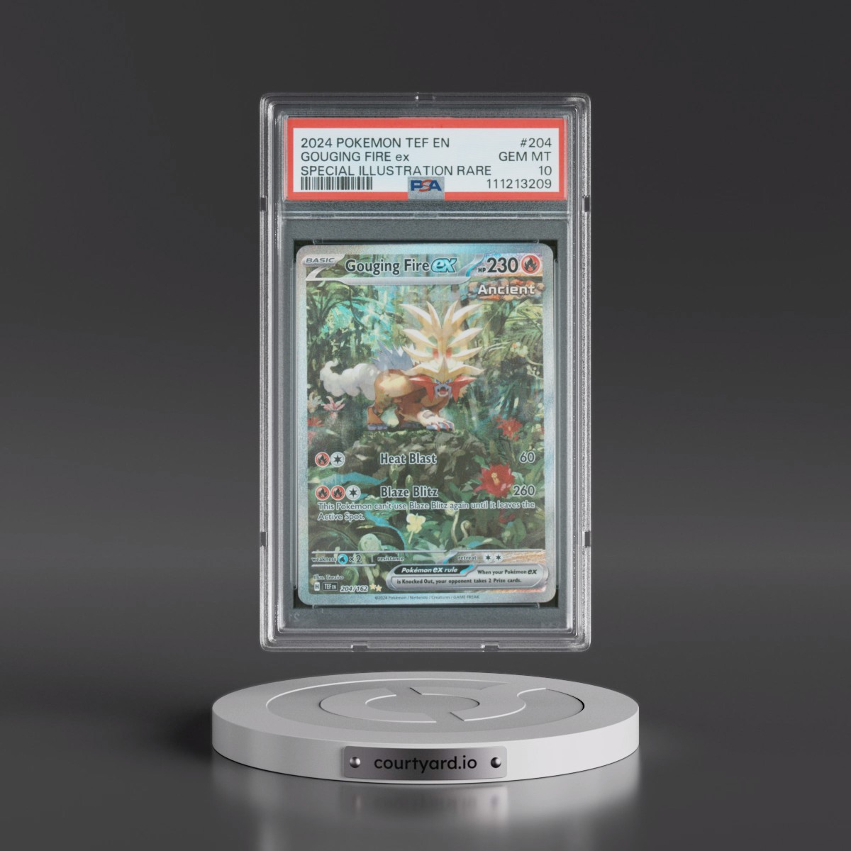 2024 Pokémon Tef EN-Temporal Forces #204 Gouging Fire EX - Holo Special Illustration Rare (PSA 10 GEM MINT)