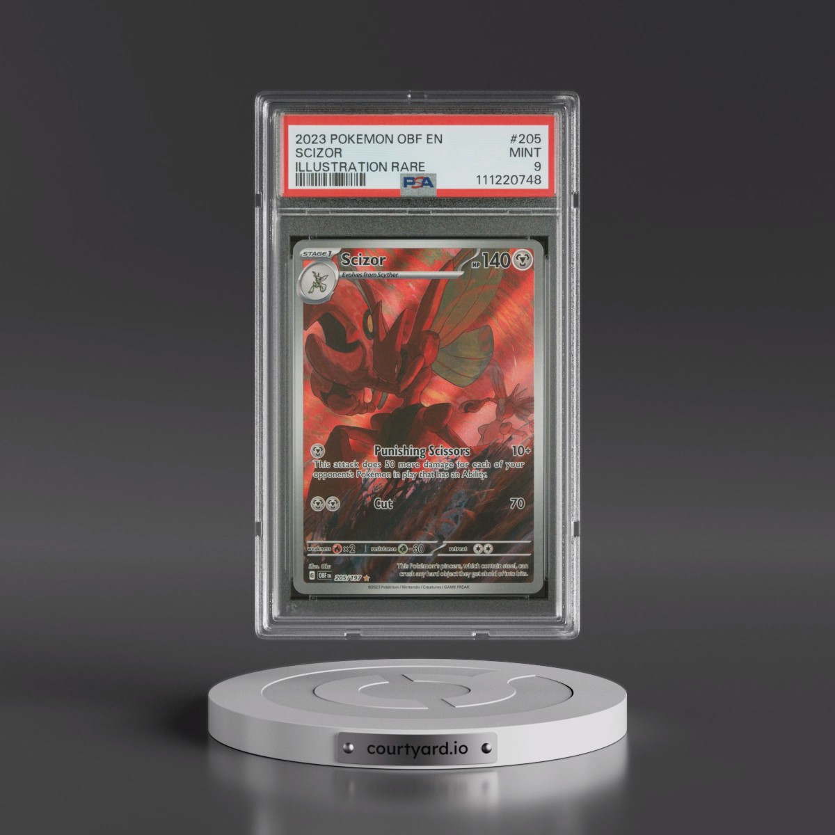 2023 Pokémon Obf EN-Obsidian Flames #205 Scizor - Illustration Rare (PSA 9 MINT)