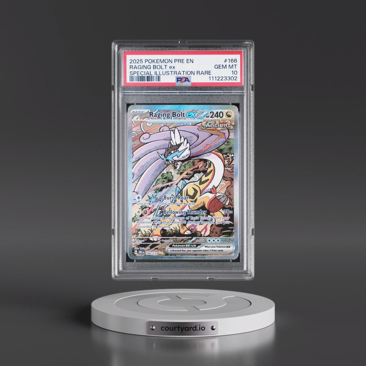 2025 Pokémon Pre EN-Prismatic Evolutions #166 Raging Bolt EX - Holo Special Illustration Rare (PSA 10 GEM MINT)