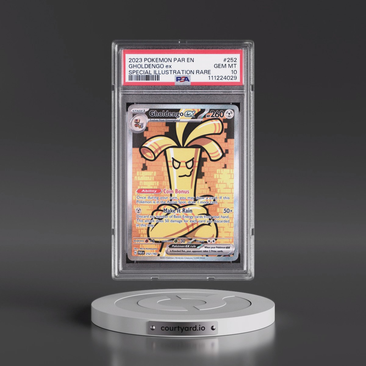 2023 Pokémon Par EN-Paradox Rift #252 Gholdengo EX - Holo Special Illustration Rare (PSA 10 GEM MINT)