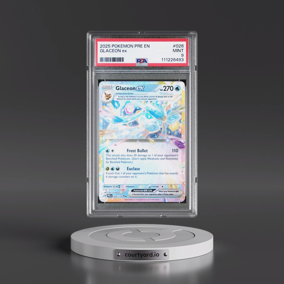 2025 Pokémon Pre EN-Prismatic Evolutions #026 Glaceon EX - Holo (PSA 9 MINT)
