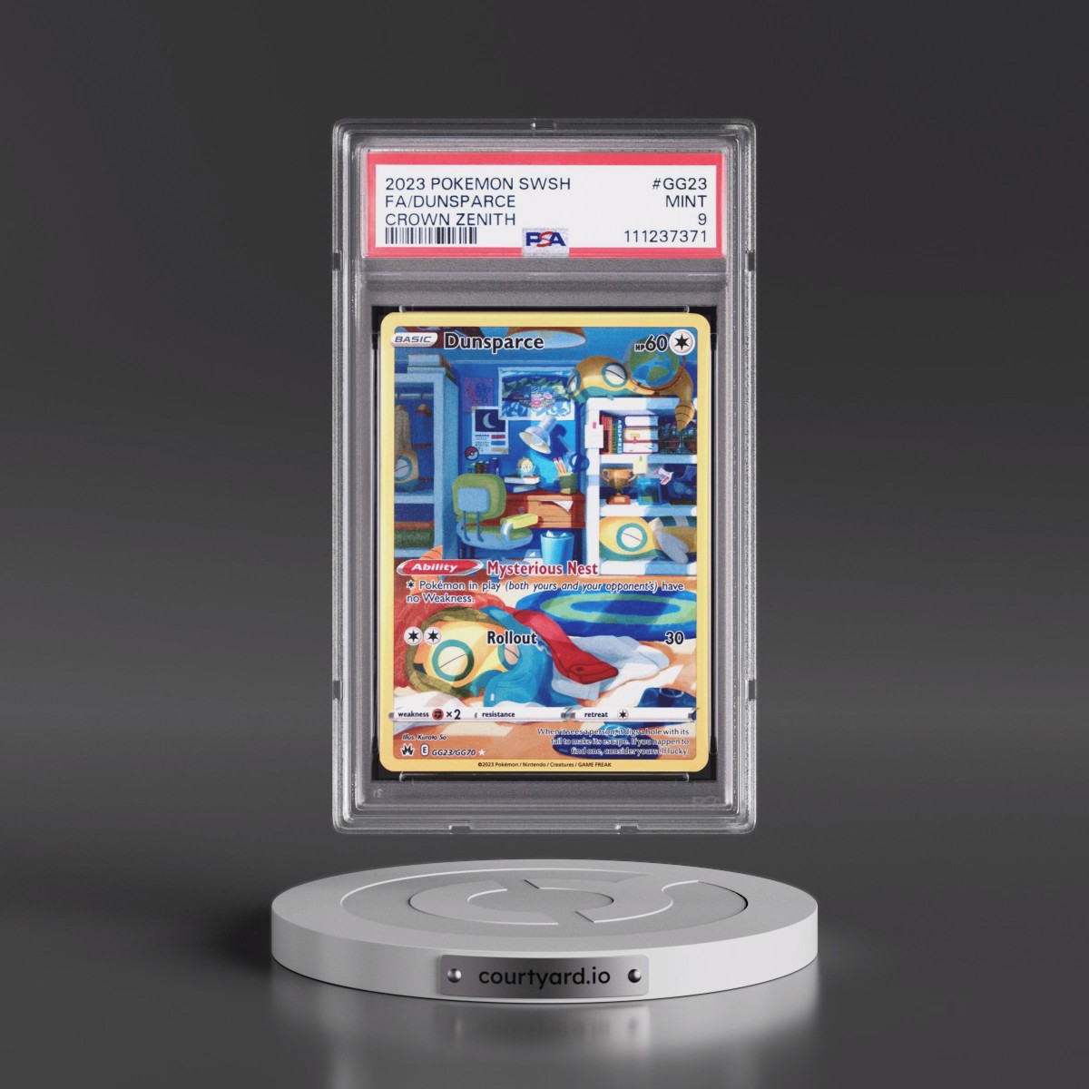 2023 Pokémon Sword and Shield Crown Zenith #GG23 Dunsparce - Full Art (PSA 9 MINT)
