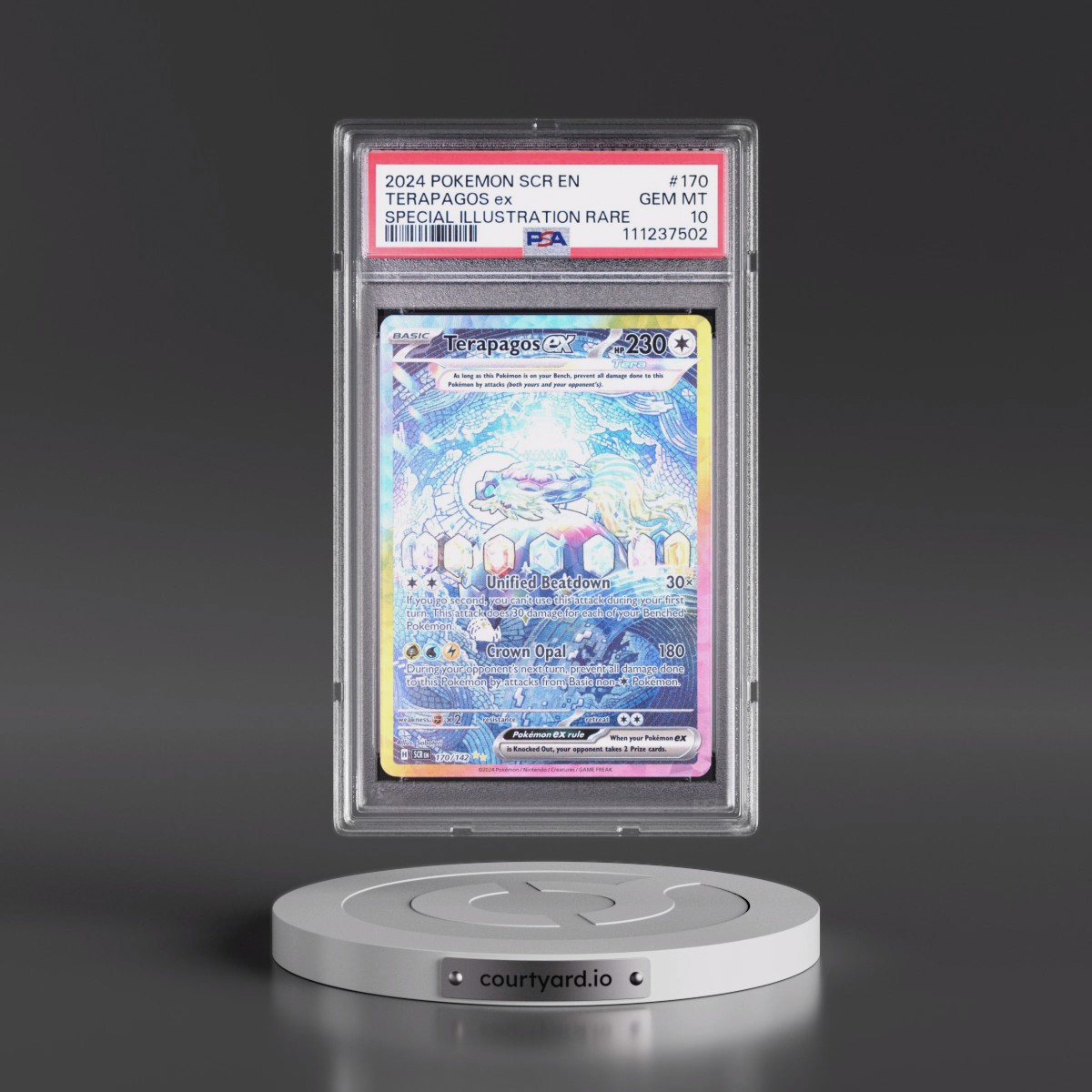 2024 Pokémon Scr EN-Stellar Crown #170 Terapagos EX - Holo Special Illustration Rare (PSA 10 GEM MINT)
