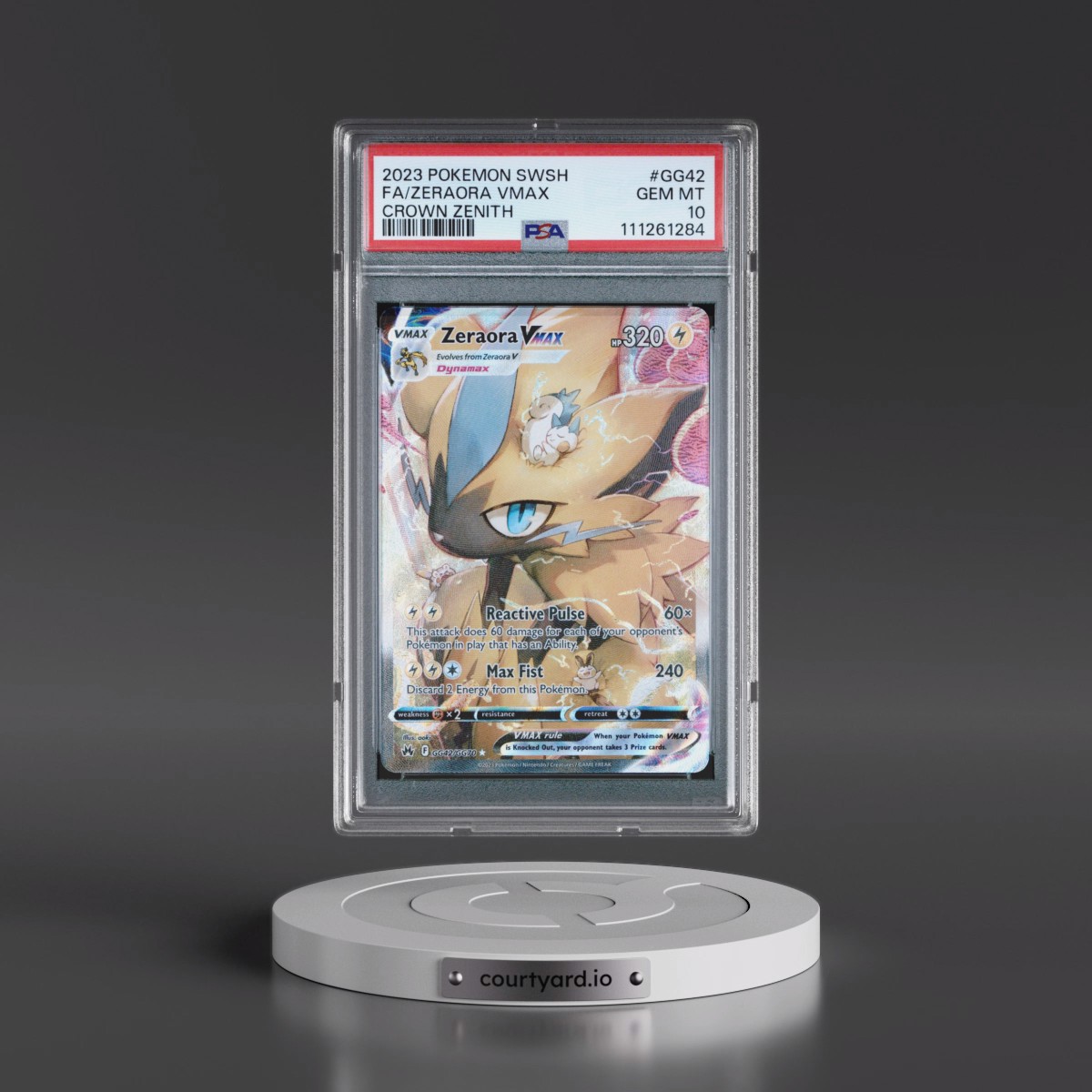 2023 Pokémon Sword and Shield Crown Zenith #GG42 Zeraora Vmax - Full Art (PSA 10 GEM MINT)