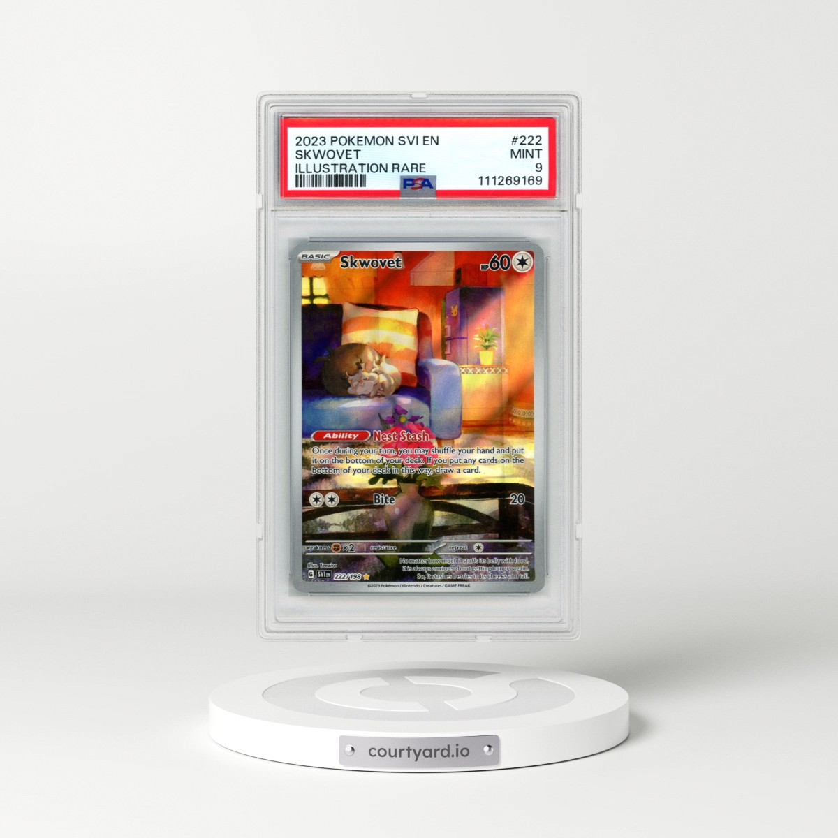 2023 Pokémon Svi EN-Scarlet & Violet #222 Skwovet - Illustration Rare (PSA 9 MINT)