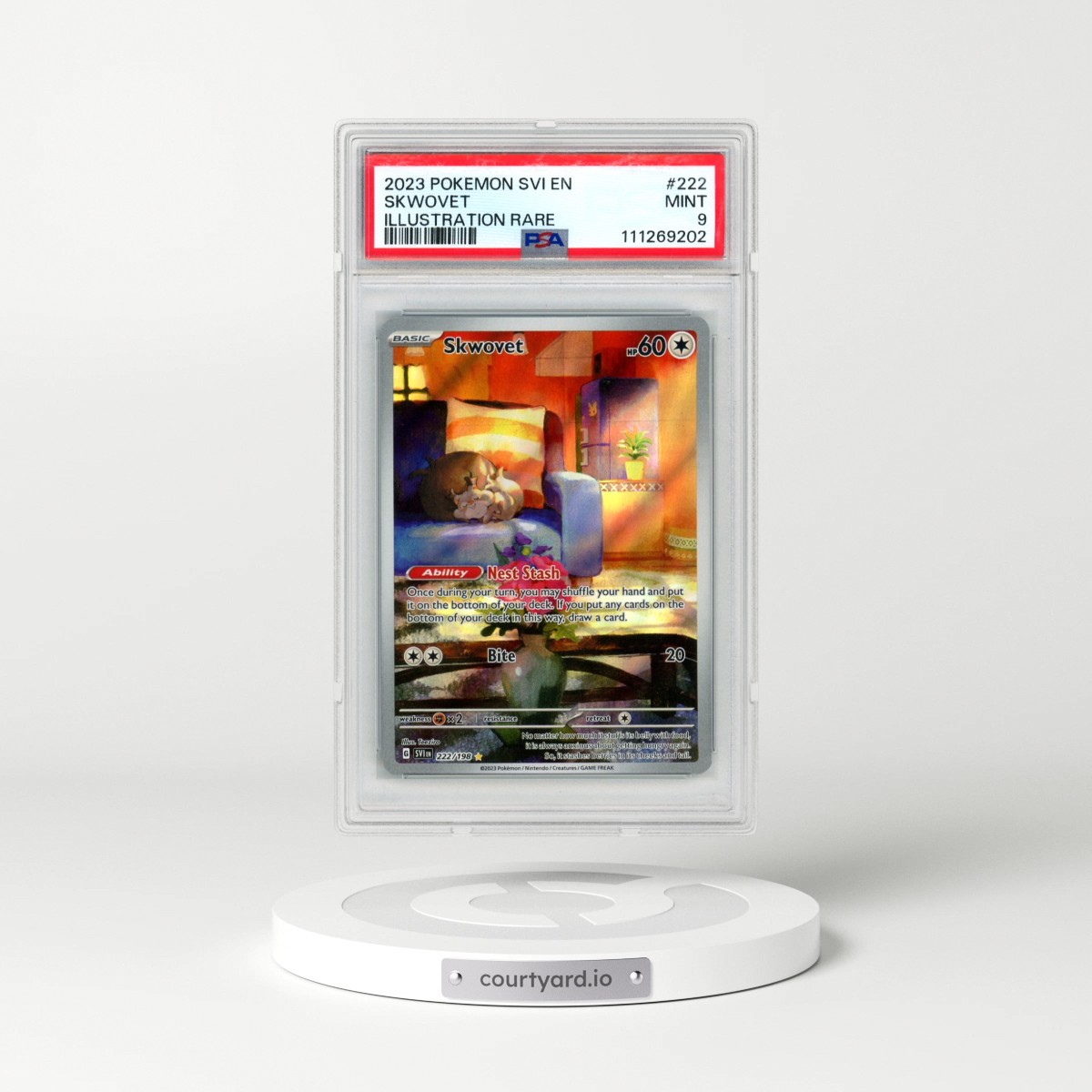 2023 Pokémon Svi EN-Scarlet & Violet #222 Skwovet - Illustration Rare (PSA 9 MINT)