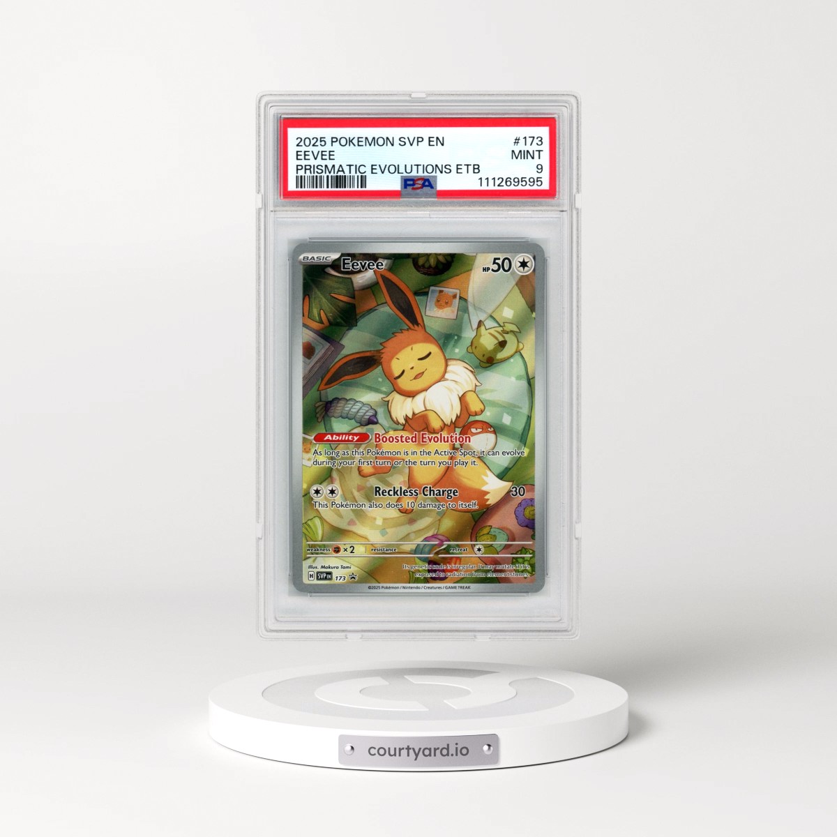 2025 Pokémon Svp EN-SV Black Star Promo #173 Eevee - Prismatic Evolutions Elite Trainer Box (PSA 9 MINT)